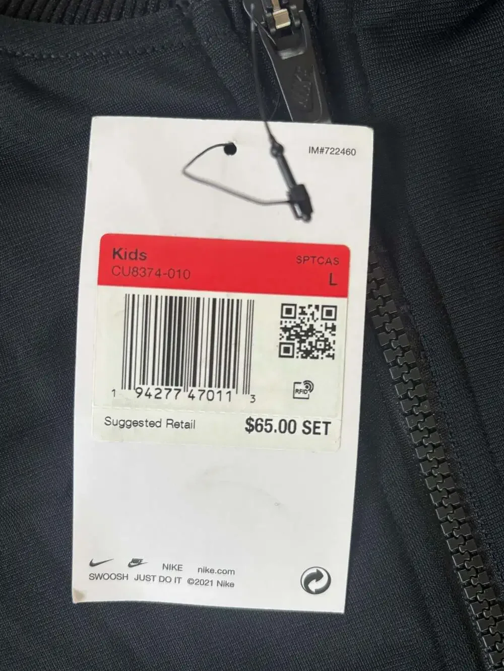 Nike Girls Tricot Tape Full-Zip Tracksuit Jacket CU8374-010
